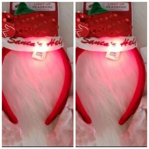Bundle 2 Santa's Helper Christmas Elf light up Headbands Womens Holiday hats
